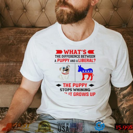 Nice what’s the difference between a puppy and a liberal the puppy stops whining when it grows up 2022 shirt