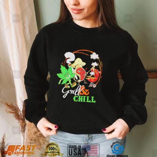 Official smoking meats weed grill and chill funny shirt