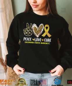 Peace Love Cure Childhood Cancer Awareness Leopart Heart T Shirt