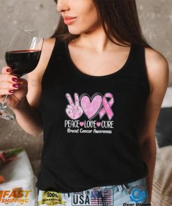 Peace Love Cure Pink Ribbon Breast Cancer Awareness Shirt