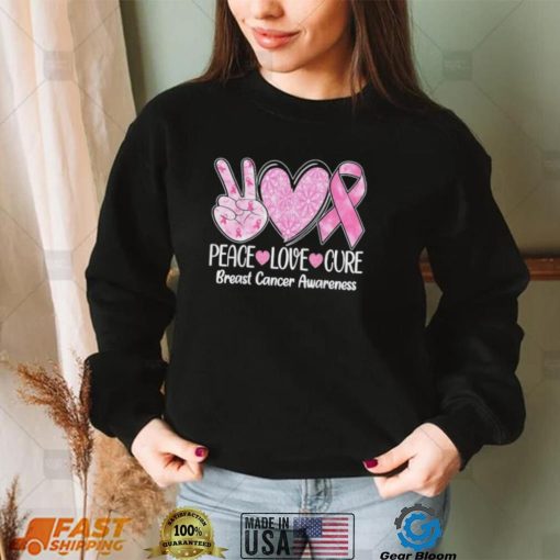 Peace Love Cure Pink Ribbon Breast Cancer Awareness Shirt