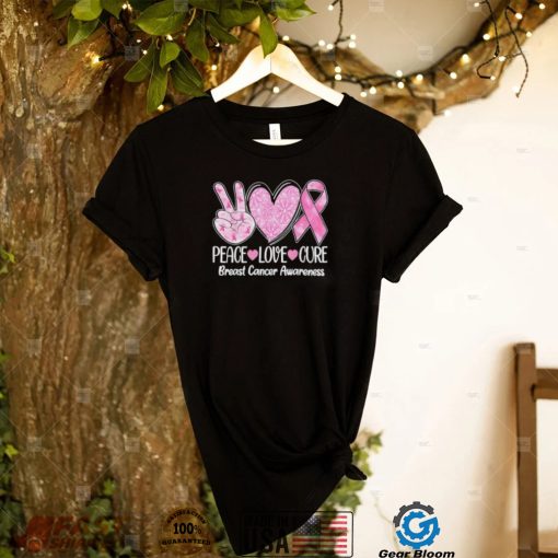 Peace Love Cure Pink Ribbon Breast Cancer Awareness Shirt