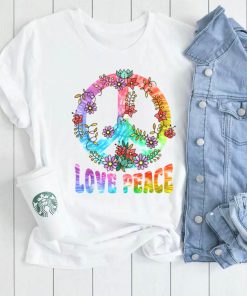 Peace Sign Love 60s 70s Tie Die Hippie Costume Funny Flowers T Shirt