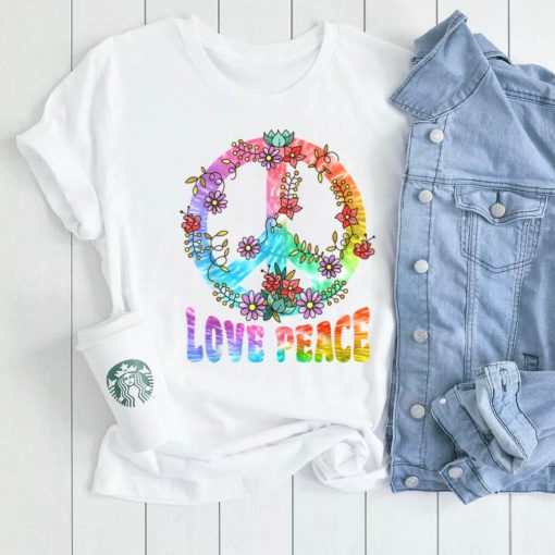 Peace Sign Love 60s 70s Tie Die Hippie Costume Funny Flowers T Shirt