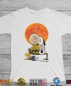 Peanuts Snoopy Charlie Brown Woodstock Under Full Moon Charlie Brown Halloween Shirt