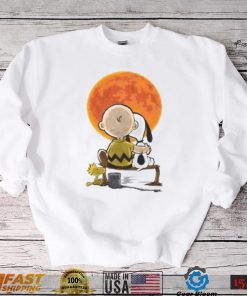 Peanuts Snoopy Charlie Brown Woodstock Under Full Moon Charlie Brown Halloween Shirt