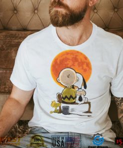 Peanuts Snoopy Charlie Brown Woodstock Under Full Moon Charlie Brown Halloween Shirt