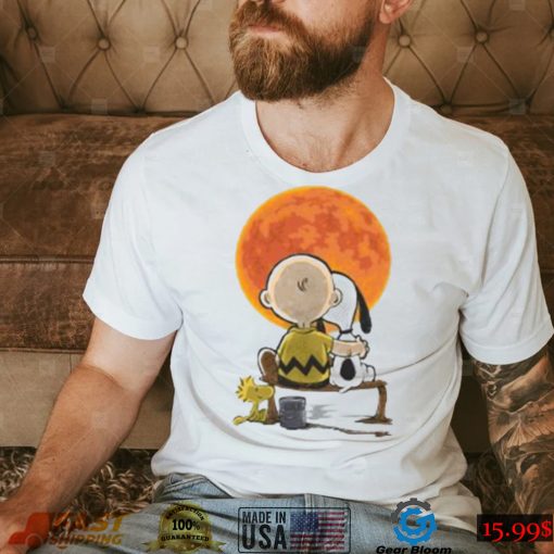 Peanuts Snoopy Charlie Brown Woodstock Under Full Moon Charlie Brown Halloween Shirt