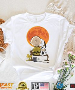 Peanuts Snoopy Charlie Brown Woodstock Under Full Moon Charlie Brown Halloween Shirt