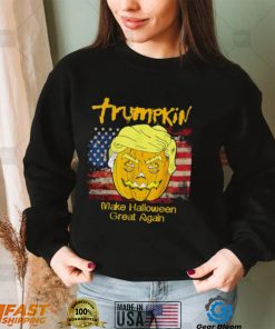 Pretty Trumpkin Funny Trump Halloween T Shirts US Vintage Flag MAGA