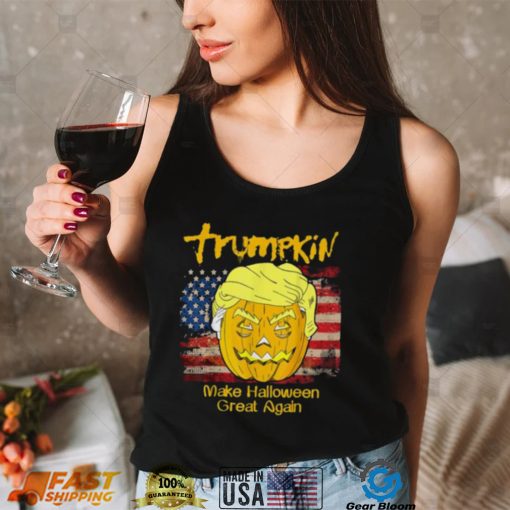 Pretty Trumpkin Funny Trump Halloween T Shirts US Vintage Flag MAGA