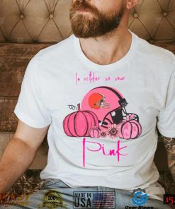 Pumpkin Cleveland Browns T Shirt In October We Wear Pink Breast Cancer Awareness