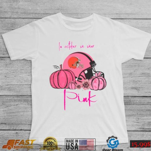 Pumpkin Cleveland Browns T Shirt In October We Wear Pink Breast Cancer Awareness