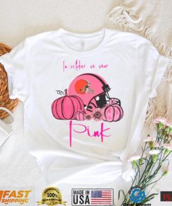 Pumpkin Cleveland Browns T Shirt In October We Wear Pink Breast Cancer Awareness