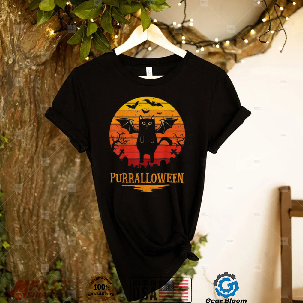 Purralloween Ghost Black Cat Halloween Shirt Purralloween Ghost Black Cat Halloween Shirt