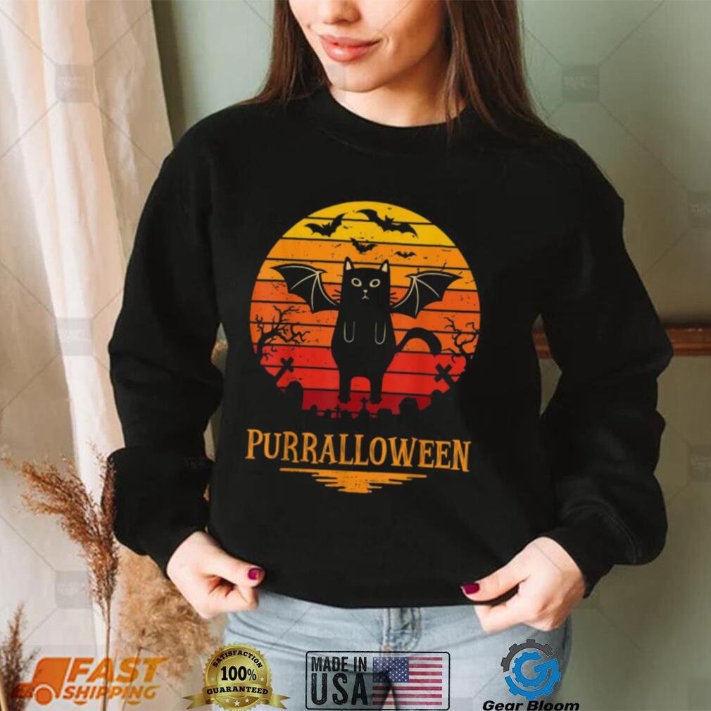 Purralloween Ghost Black Cat Halloween Shirt Purralloween Ghost Black Cat Halloween Shirt