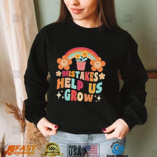 Retro Groovy Teacher Mindset Positive, Mistakes Help Us Grow Shirt