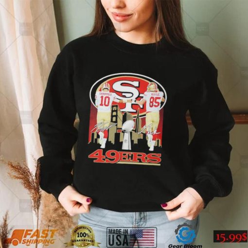 San Francisco 49ers T shirt Jimmy Garoppolo And George Kittle Signatures Long Sleeve, Ladies Tee