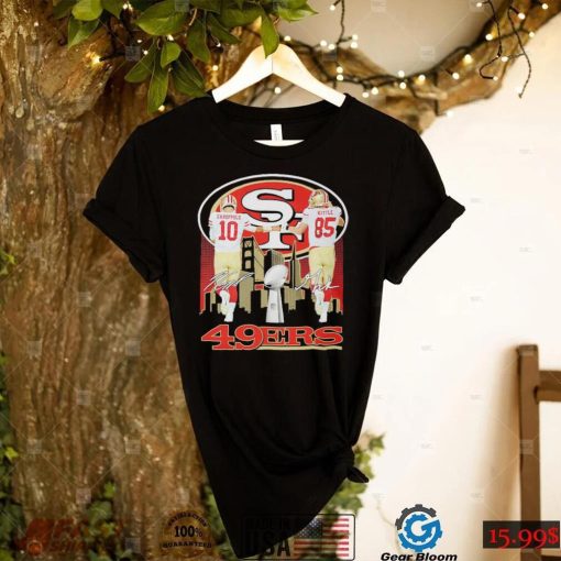 San Francisco 49ers T shirt Jimmy Garoppolo And George Kittle Signatures Long Sleeve, Ladies Tee