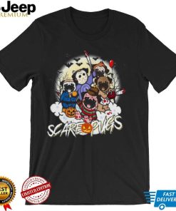 Scare pugs dog horror characters Halloween t shirt