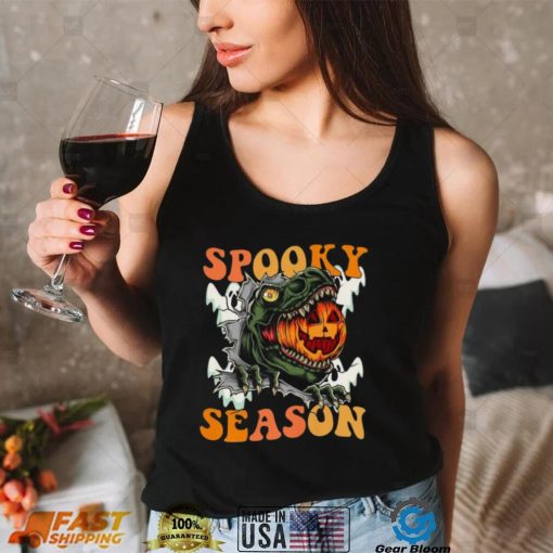 Scary Dinosaur Pumpkin Spooky Season Happy Halloween Shirt