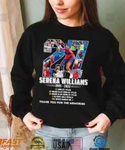 Serena Williams 27 years 1995 2022 signature thank you for the memories shirt