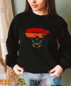 Skeleton Face Hat Retro Sunset Halloween Shirt