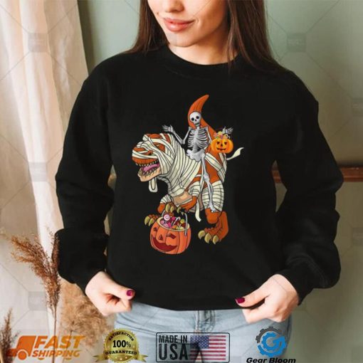 Skeleton Pumpkin Dinosaur Halloween Shirt