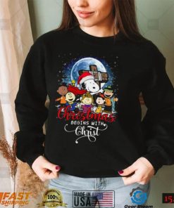 Snoopy Charlie Brown Woodstock Christmas Begins With Christ Charlie Brown Christmas T shirt