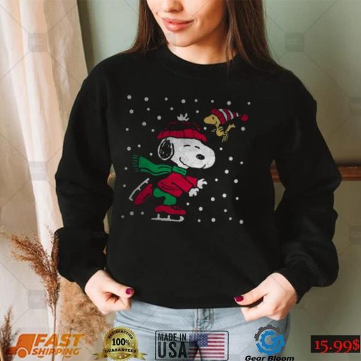 Snoopy Christmas, Peanuts Snoopy, Christmas Snoopy Ice Skating Pullover Shirt