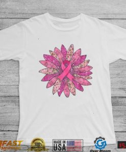 Sunflower Pink Breast Cancer Awareness Support Women Warrior T Shirt