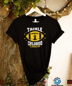 Tackle Childhood Cancer Awareness Football Gold Ribbon T Shirt