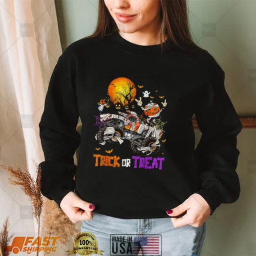 Trick Or Treat Spooky Monster Truck Pumpkin Happy Halloween Shirt