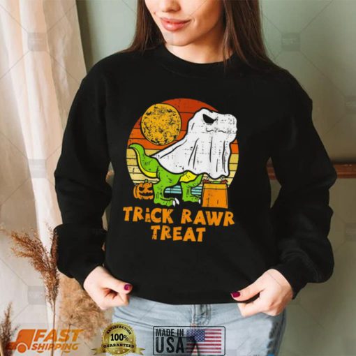 Trick Rawr Treat Ghost Dinosaur Halloween Shirt