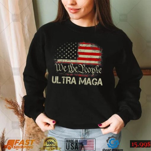 Ultra Maga Proud Pro Trump 2024 Funny Republican USA Flag T Shirt