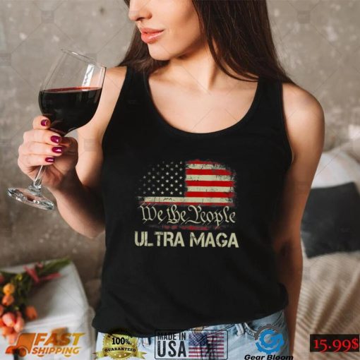 Ultra Maga Proud Pro Trump 2024 Funny Republican USA Flag T Shirt