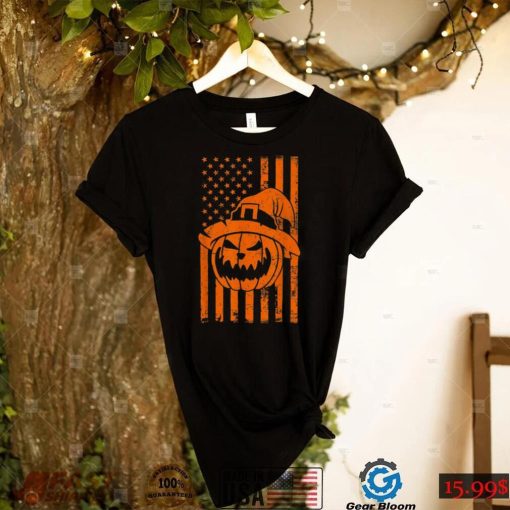 Usa Flag Pumpkin Halloween Witch Hat Shirt