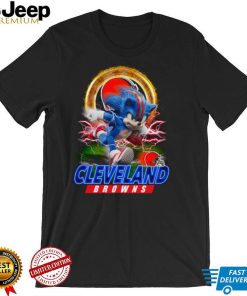 Ultra Sonic The Hedgehog Playing Rugby Football Cleveland Browns T Shirt