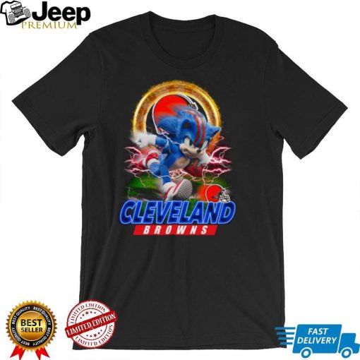 Ultra Sonic The Hedgehog Playing Rugby Football Cleveland Browns T Shirt