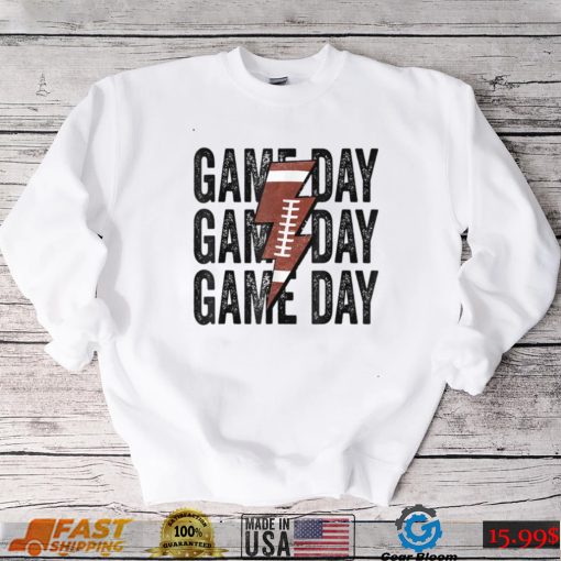 Vintage Game Day Football Lightning Bolt Funny Team Sport T Shirt