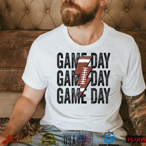 Vintage Game Day Football Lightning Bolt Funny Team Sport T Shirt