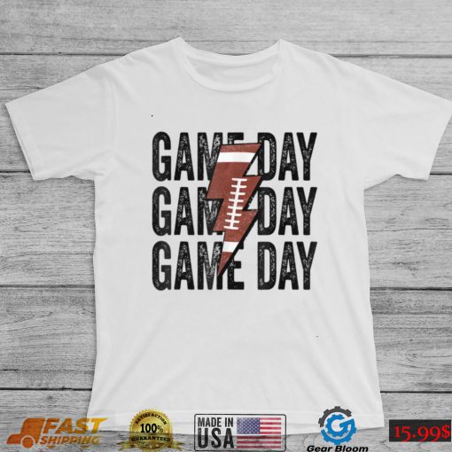 Vintage Game Day Football Lightning Bolt Funny Team Sport T Shirt