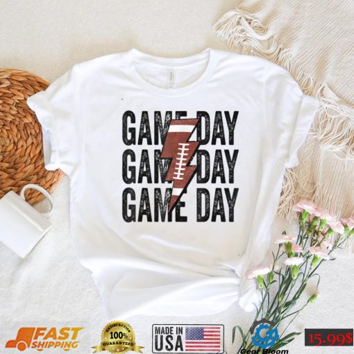 Vintage Game Day Football Lightning Bolt Funny Team Sport T Shirt