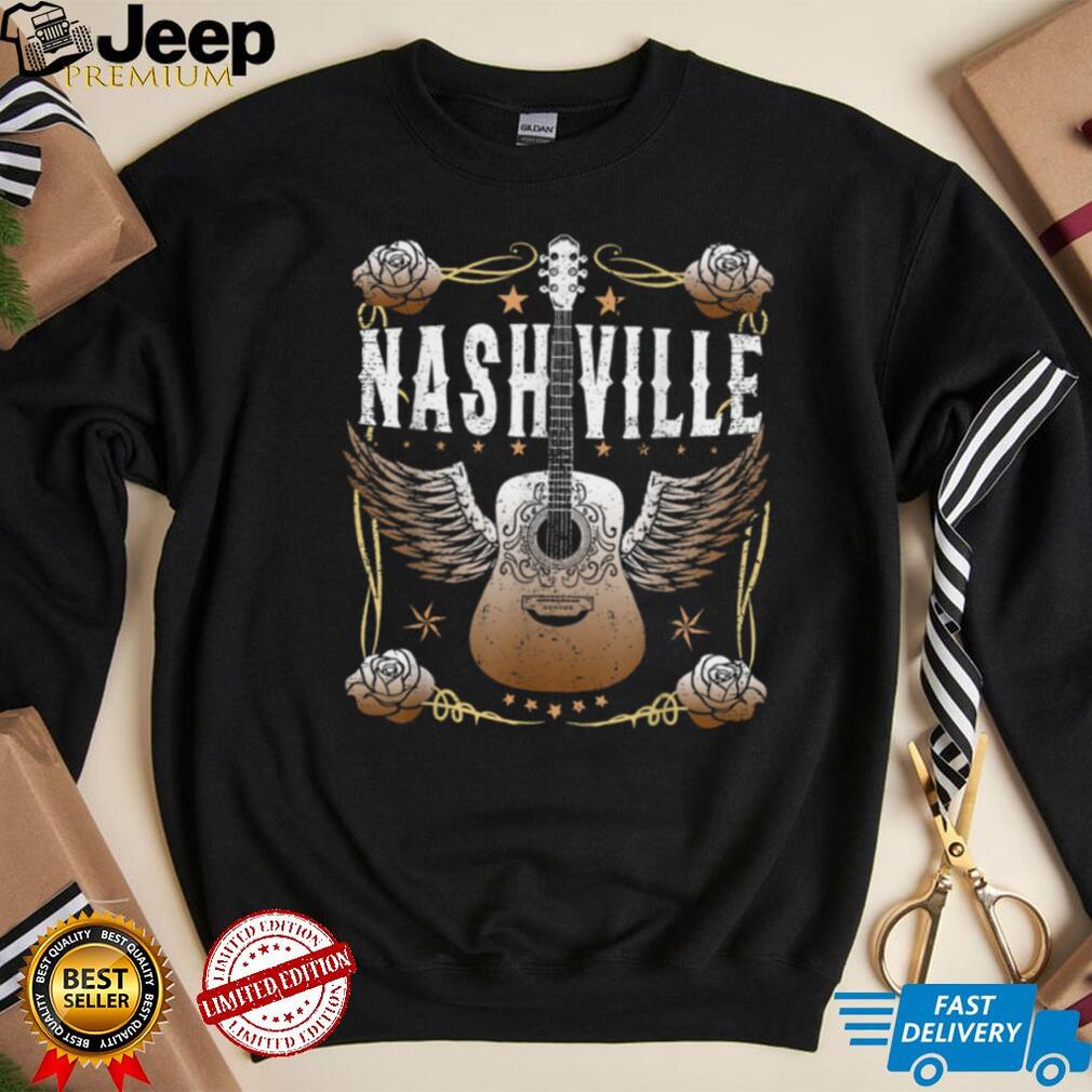 Vintage Nashville Country Music City Guitar Player Womens T Shirt