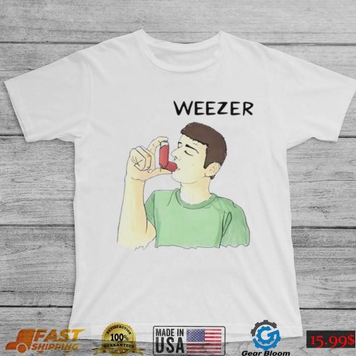 Weezer man using inhaler funny T shirt