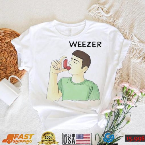 Weezer man using inhaler funny T shirt