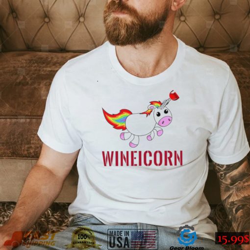 Wineicorn wine drinking unicorn shirt