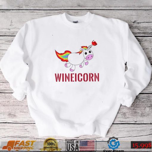 Wineicorn wine drinking unicorn shirt