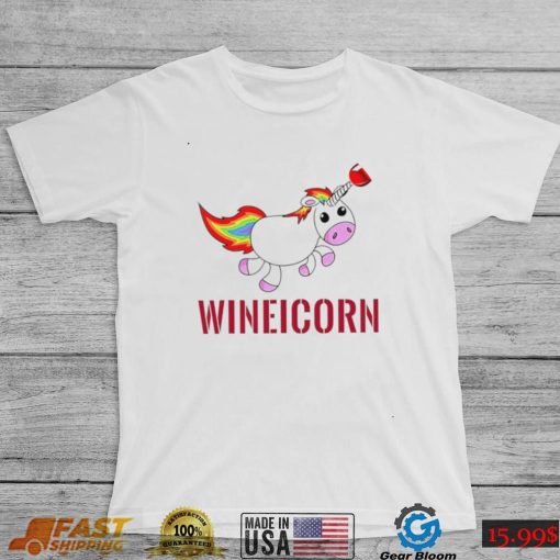 Wineicorn wine drinking unicorn shirt