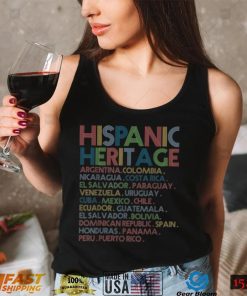 Hispanic Heritage Month Latino Countries Names Retro Vintage T Shirt